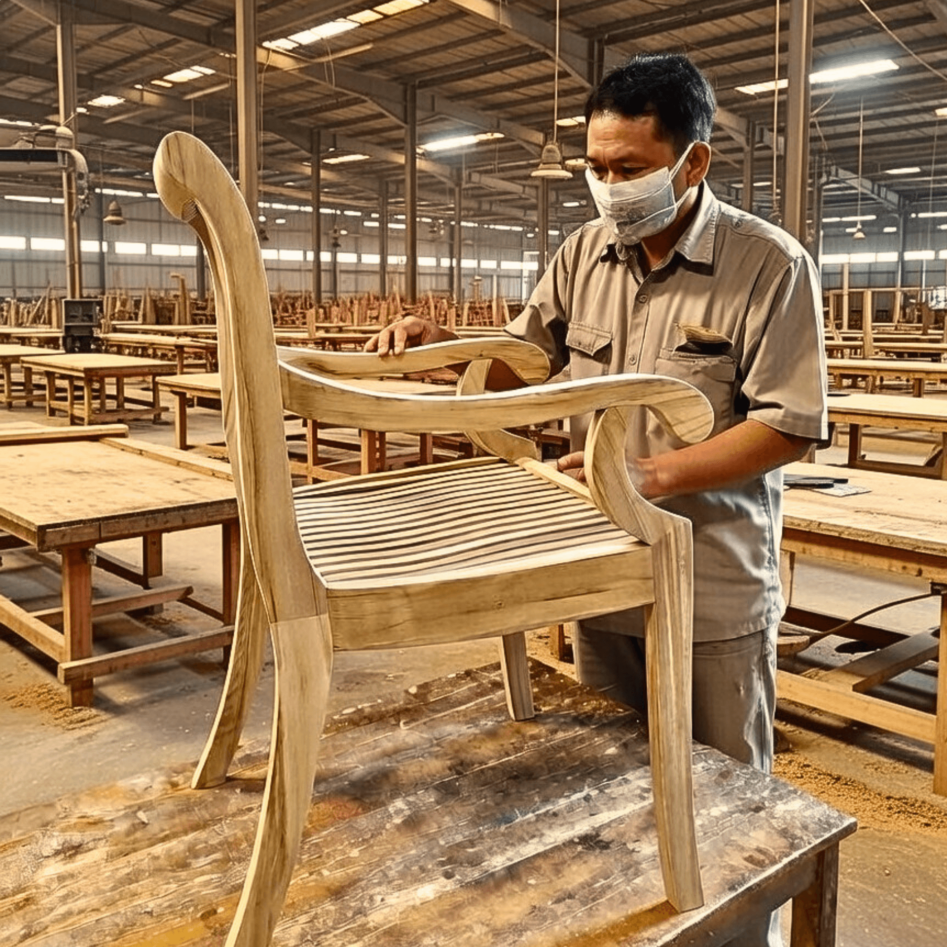 Quality control inspection of finished furniture